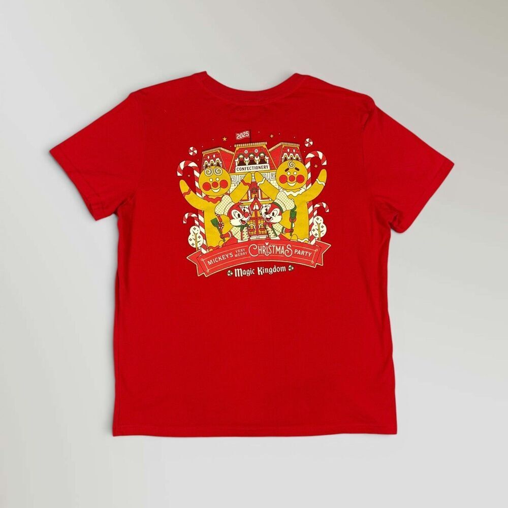Disney Parks 2025 Mickey's Very Merry Christmas Party T-Shirt Chip & Dale Sz Lrg